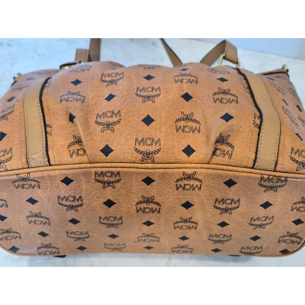MCM Cognac Visetos Monogram Leather Satchel Crossbody Bag MWP0AVI18CO001 K7975